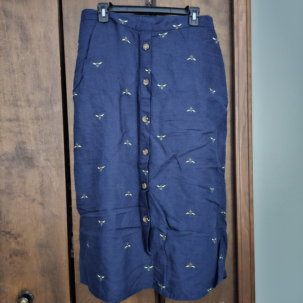 Joules Navy Blue Midi Skirt